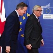 Przewodniczący Komisji Europejskiej Jean-Claude Juncker i brytyjski premier David Cameron przed jedną z rozmów na temat warunków obecności Wielkiej Brytanii w Unii Europejskiej