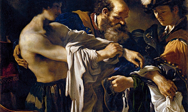 Guercino (Giovanni Francesco Barbieri) „Powrót syna marnotrawnego”  olej na płótnie, 1619 Muzeum Historii Sztuki, Wiedeń