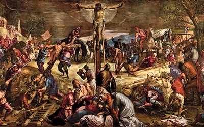 Jacopo Comin, zwany Tintoretto  „Ukrzyżowanie”  olej na płótnie, 1565 Scuola Grande di San Rocco, Wenecja