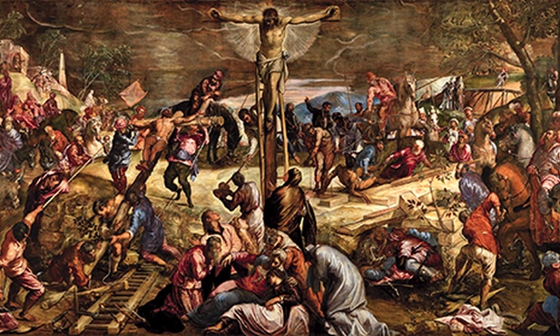 Jacopo Comin, zwany Tintoretto  „Ukrzyżowanie”  olej na płótnie, 1565 Scuola Grande di San Rocco, Wenecja