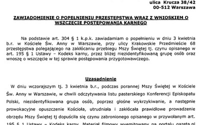 Sprawa incydentu w św. Annie - w prokuraturze