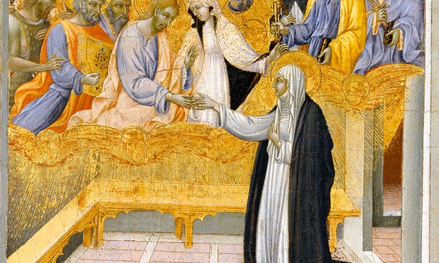 Giovanni di Paolo
„Mistyczne zaślubiny św. Katarzyny ze Sieny” 
tempera na desce, ok. 1460
Metropolitan Museum of Art, Nowy Jork