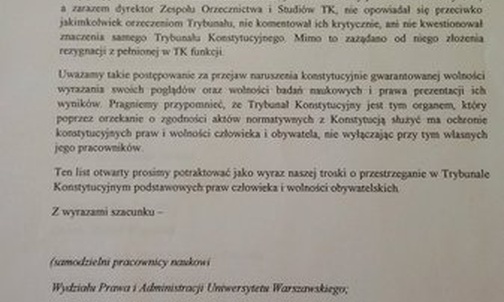 Prawnicy z UW w obronie prof. Zaradkiewicza