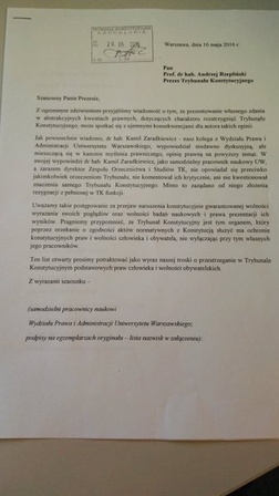 Prawnicy z UW w obronie prof. Zaradkiewicza