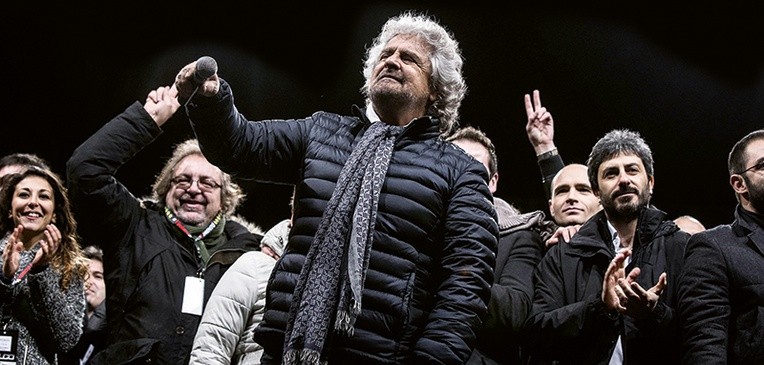 Beppe Grillo, znany satyryk, jest liderem Ruchu Pięciu Gwiazd.