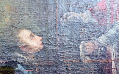 ▲	Obraz Karola Dankwarta – cenny, ale w opłakanym stanie, w zbiorach kłodzkich jezuitów.