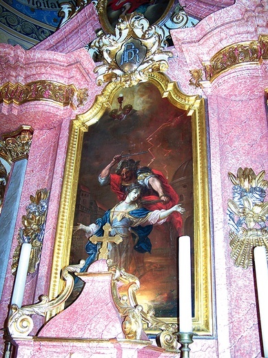 „Męczeństwo  św. Barbary” – obraz w ołtarzu głównym kościoła cmentarnego pw. św. Barbary w Toszku (XVIII w.), wzorowany na malowidle Michała Wilmanna z kościoła  pw. NMP na Piasku  we Wrocławiu.