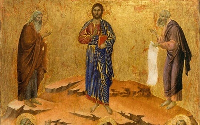 Duccio di Buoninsegna "Przemienienie Pańskie". Tempera na desce, 1308–1311, National Gallery, Londyn