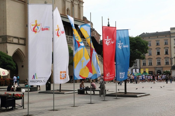 Radośni pielgrzymi w Krakowie