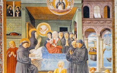 Benozzo Gozzoli Śmierć świętej Moniki  fresk, 1464–1465 kościół San Agostino, San Gimignano