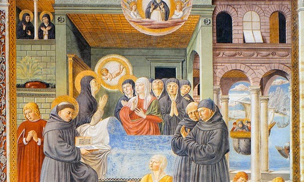 Benozzo Gozzoli Śmierć świętej Moniki  fresk, 1464–1465 kościół San Agostino, San Gimignano