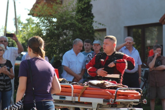 Pożar kościoła w Jawiszowicach - ćwiczenia strażaków