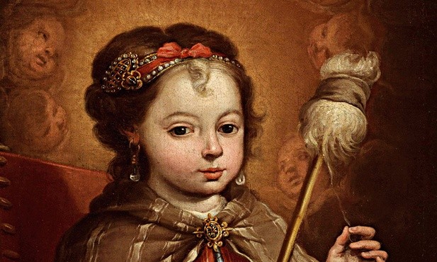 Autor nieznany "Mała Maryja przędzącaolej na płótnie", koniec XVII w. Muzeum Prado, Madryt