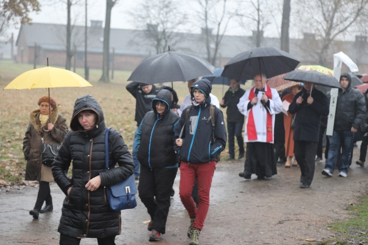 Z krzyżem przez były obóz zagłady Birkenau