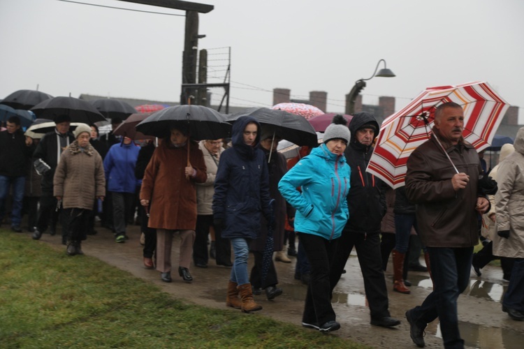 Z krzyżem przez były obóz zagłady Birkenau