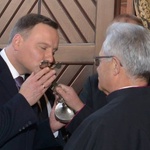 Prezydent Andrzej Duda w piekarskiej bazylice