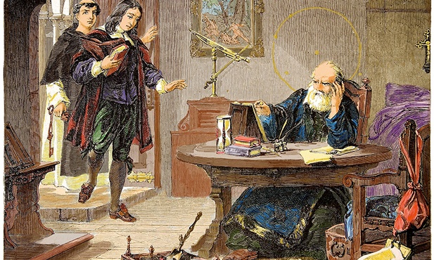 Spotkanie Galileusza z poetą Johnem Miltonem.