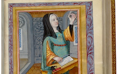 Korespondencja z dawnych czasów pozwala nam poznać duchowość epoki. Na miniaturze: kobieta ostrząca pióro.
