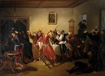 Kazimierz Pułaski w potyczce konfederatów w Barze.  Kornel Szlegel (1819–1870),  Muzeum Kazimierza Pułaskiego w Warce.