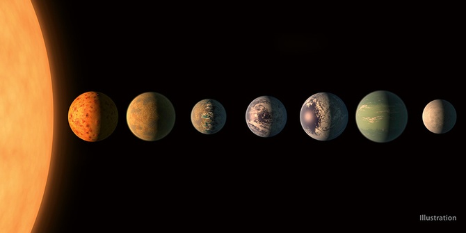 Opracowany przez astronomów model układu planet krążących wokół gwiazdy nazwanej Trappist.