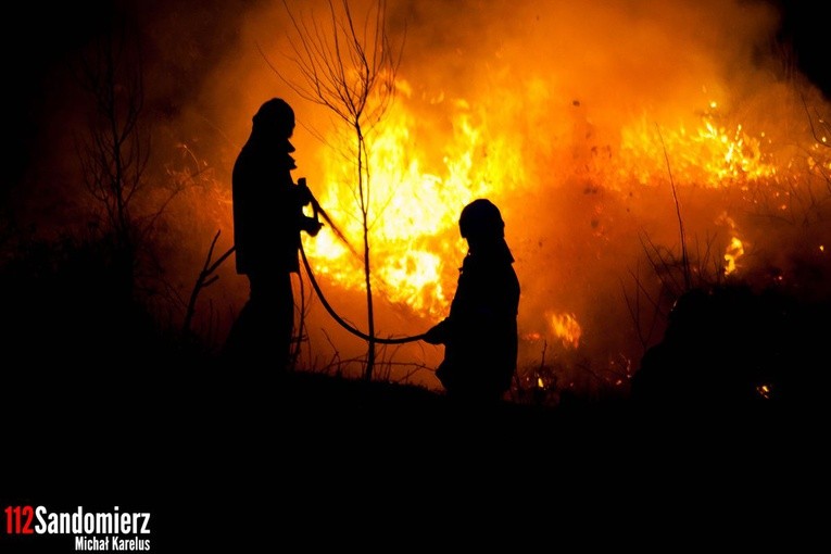 Pożary traw w powiecie sandomierskim 