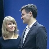 Magdalena Korzekwa- -Kaliszuk i Zbigniew Kaliszuk podczas spotkania w DA.