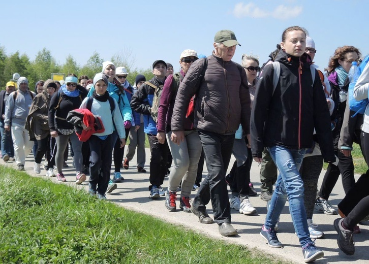 Pielgrzymi na trasie drugiego dnia - 1 maja 2017 r.