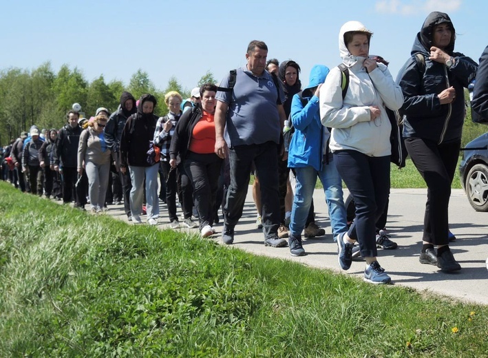 Pielgrzymi na trasie drugiego dnia - 1 maja 2017 r.