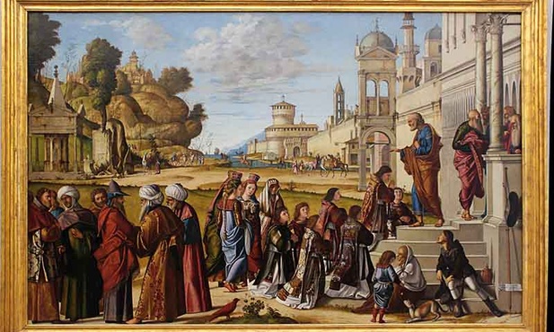 Vittore Carpaccio "Wybór pierwszych diakonów"; tempera na płótnie, 1511 r. Gemäldegalerie, Berlin