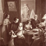 Zelia i Ludwik Martin  razem z pięcioma córkami. Najmłodsza, Terenia, późniejsza karmelitanka i wielka święta, na kolanach mamy