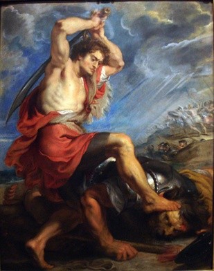 Dawid walczący z Goliatem