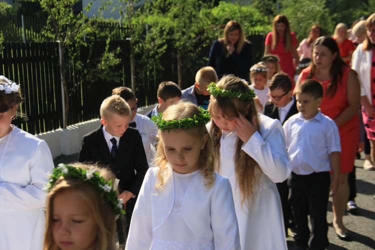 Procesja Bożego Ciała po kwietnym chodniku