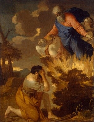 Kiedy Mojżesz, siedząc plecami do skał, zauważył ten ogień, chciał podejść, ale usłyszał głos Boga