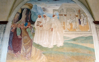 Luca Signorelli
Święty Benedykt ewangelizuje mieszkańców Monte Cassino
fresk, 1497–1498
Opactwo 
Monte Oliveto Maggiore, Asciano