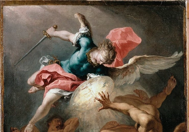 Sebastiano Ricci "Strącenie zbuntowanych aniołów", olej na płótnie, ok. 1720, Galeria Dulwich, Londyn