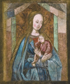 Zdjęcie fresku Matki Bożej Miłosierdzia jeszcze przed koronacją.