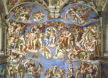 Michał Anioł w jednej ze scen Sądu Ostatecznego przedstawił człowieka, który ratuje dwóch innych ludzi przed piekłem i wyciąga ich na różańcu  do nieba.