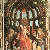 Andrea Mantegna "Matka Boża Zwycięska", tempera na płótnie, 1496, Luwr, Paryż