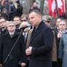 Prezydent Andrzej Duda w czasie przemówienia na Cmentarzu Marynarki Wojennej w Gdyni Oksywiu