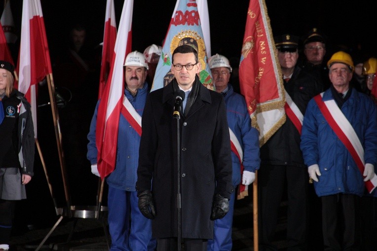 Premier Mateusz Morawiecki w czasie przemówienia w Gdyni 
