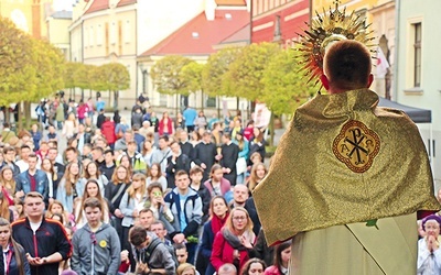 Modlitwa archidiecezjan przed Najświętszym Sakramentem na Ostrowie Tumskim w Niedzielę Palmową.