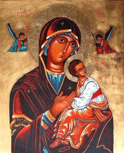 Ikona przedstawiająca Matkę Bożą Nieustającej Pomocy autorstwa Doroty Filip