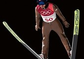 Kamil Stoch leci po złoty medal olimpijski.  
17.02.2018 Pjongczang, Korea Płd.