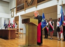 Krakowski metropolita senior podczas wykładu na Katolickim Uniwersytecie Lubelskim.