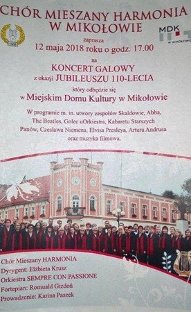 Koncert na 110-lecie chóru "Harmonia", Mikołów, 12 maja