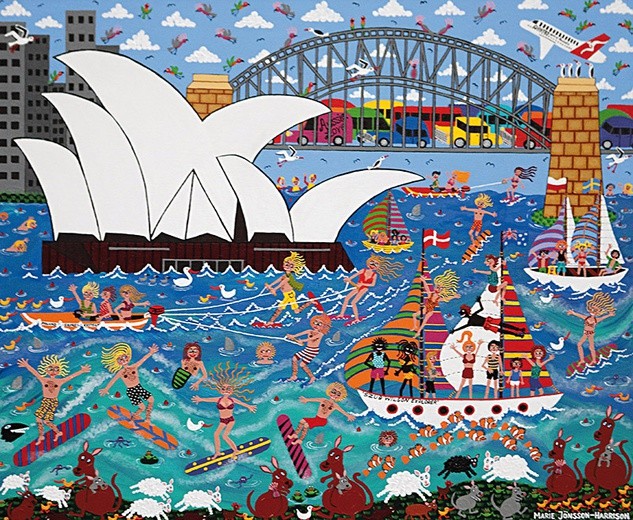 „The Sydney Breeze” autorstwa Marie Jonsson Harrison można zobaczyć w Katowicach w ramach Art Naïf.