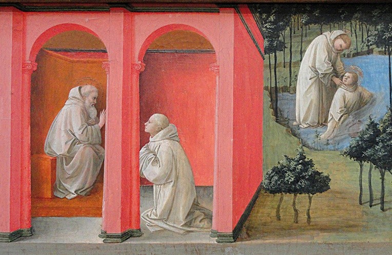 Filippo Lippi
Św. Benedykt nakazuje św. Maurowi ratować św. Placyda 
tempera na desce 1445-1450
National Gallery of Art Waszyngton