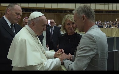 Pope Francis greets singer Sting and his wife, Trudie Styler