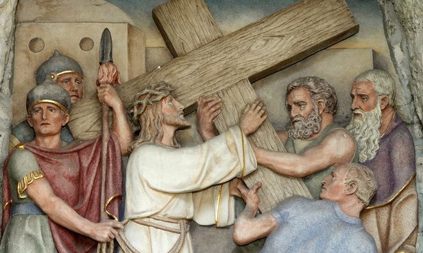 Jezus bierze krzyż