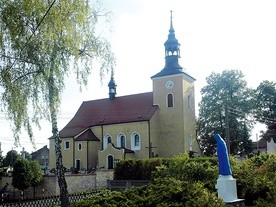 Kościół Świętych Apostołów Piotra i Pawła w Kotach, widok od strony plebanii.